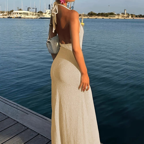Deep V-neck Backless Maxi Dress