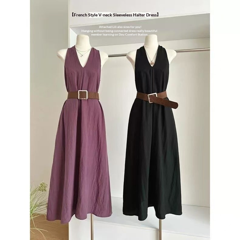 High-end Tie-waist Casual Maxi Dress