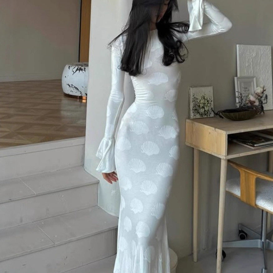 Crew Neck Long-sleeve Dress