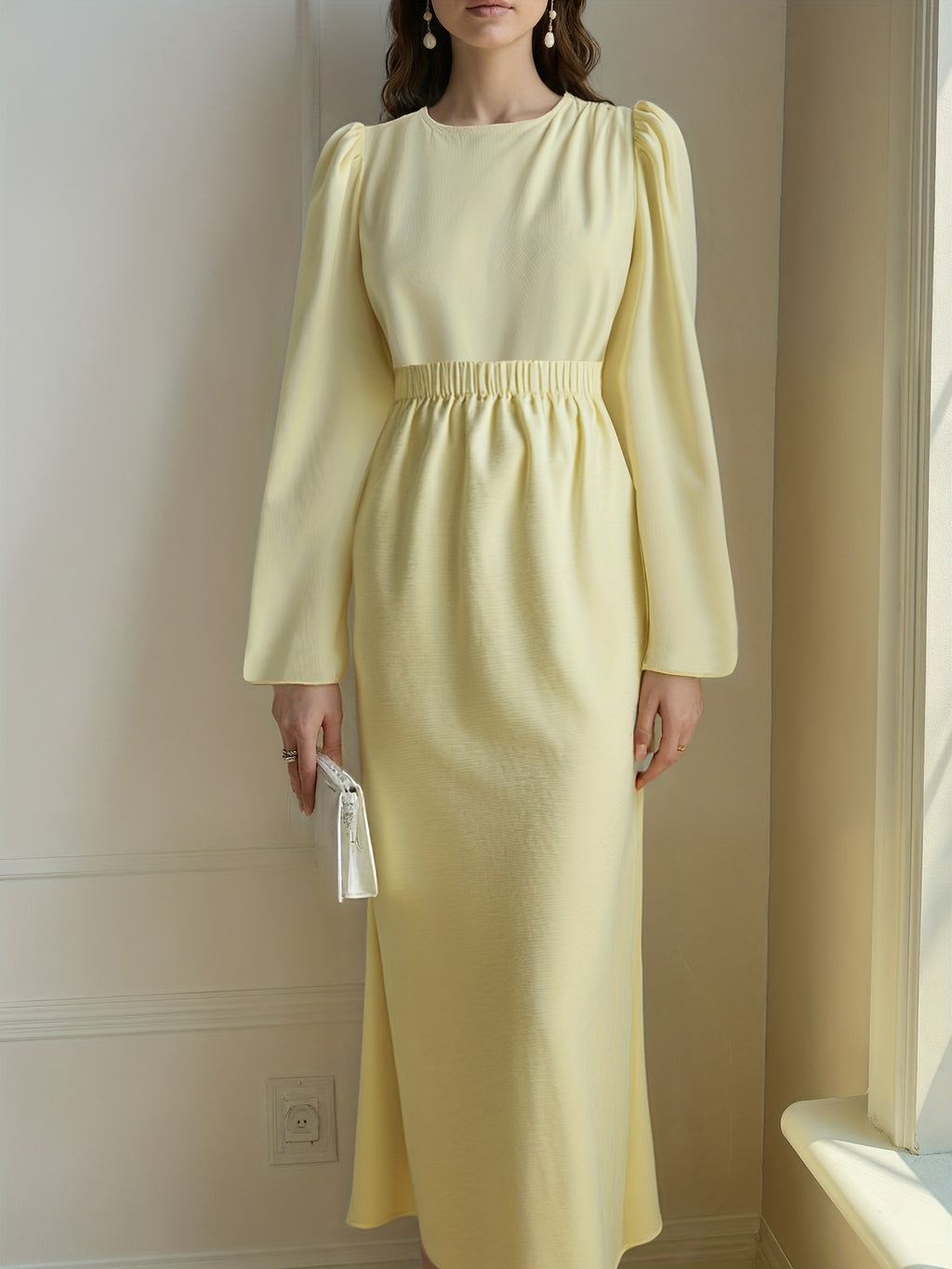 Bubble-sleeve Skirt Set