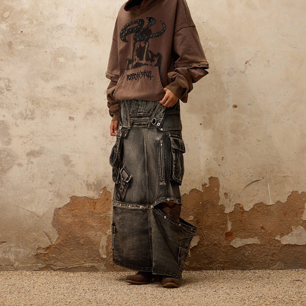 3-in-1 Detachable Denim Suspender Skirt