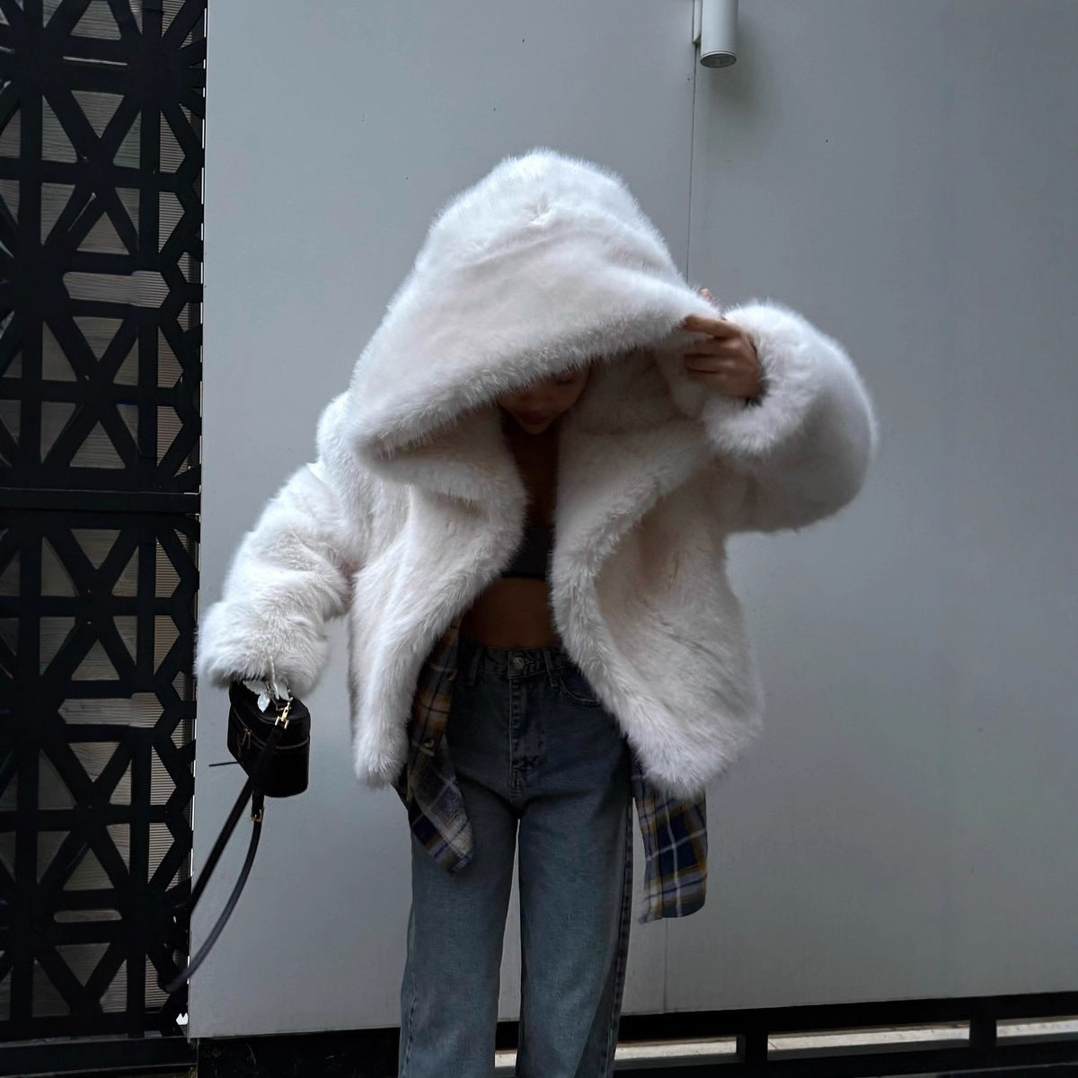 Hooded Faux Fur Coat