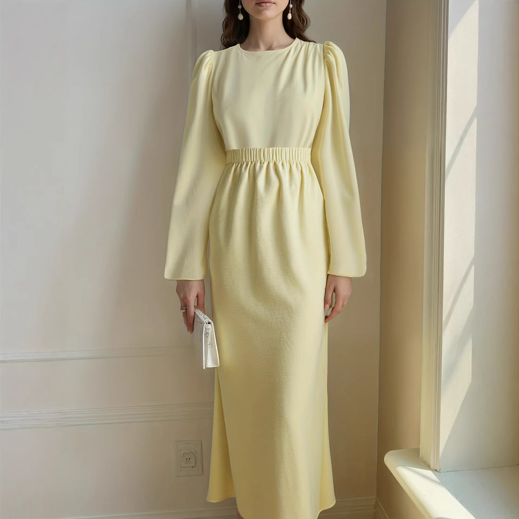 Bubble-sleeve Skirt Set