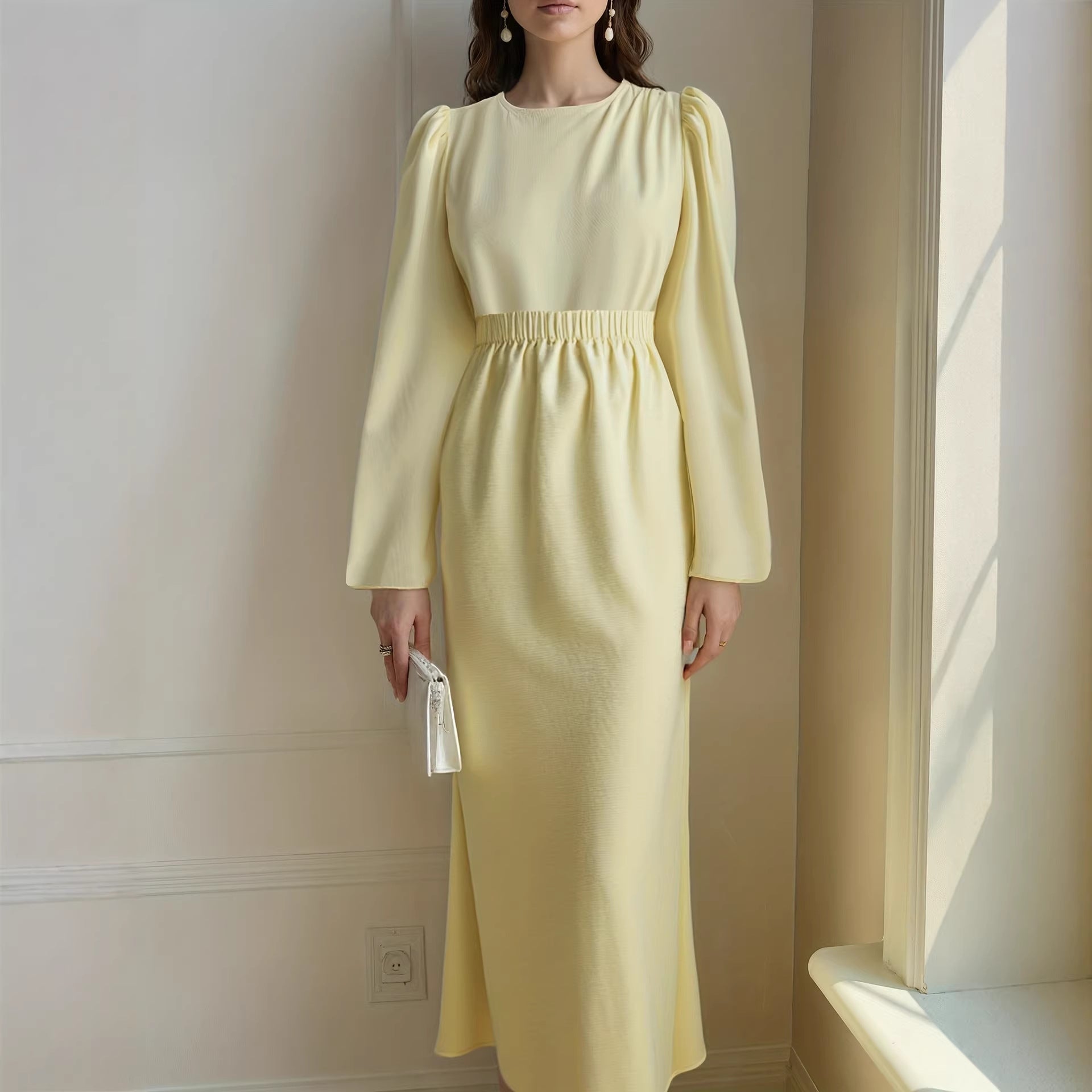 Bubble-sleeve Skirt Set