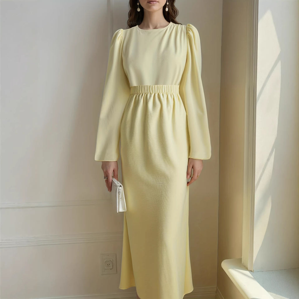 Bubble-sleeve Skirt Set