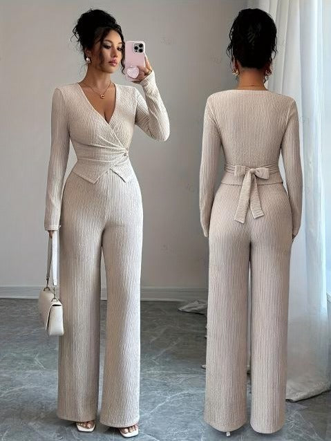 Relaxed-fit Knit Casual Two-piece Set With A Bow