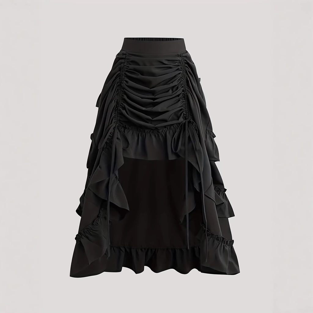 Half Skirt With Ruffled Hem And Mid-Rise Design