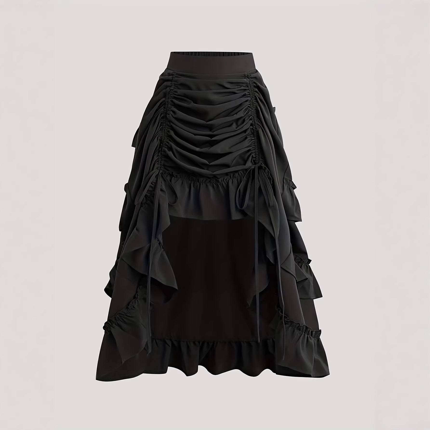 Half Skirt With Ruffled Hem And Mid-Rise Design