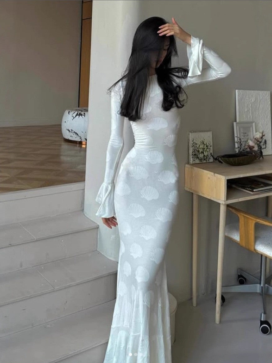 Crew Neck Long-sleeve Dress