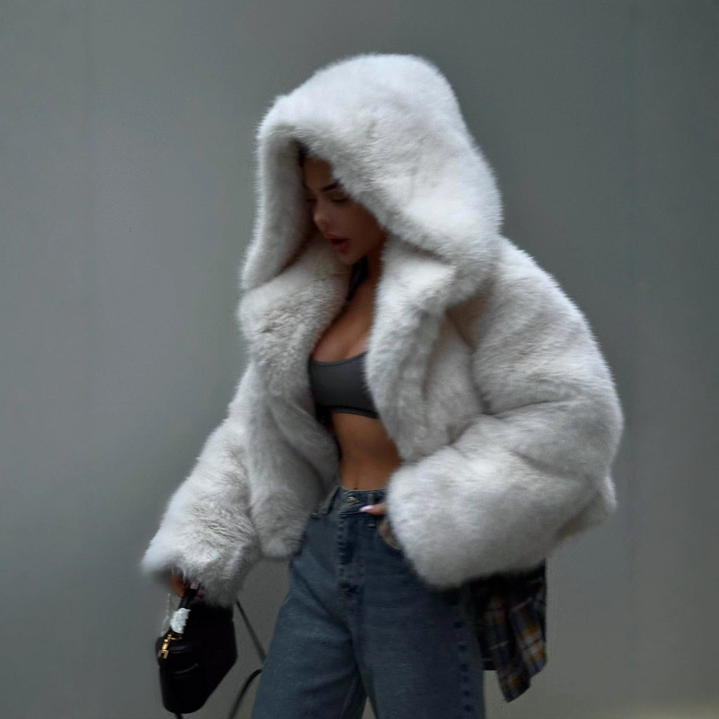 Hooded Faux Fur Coat
