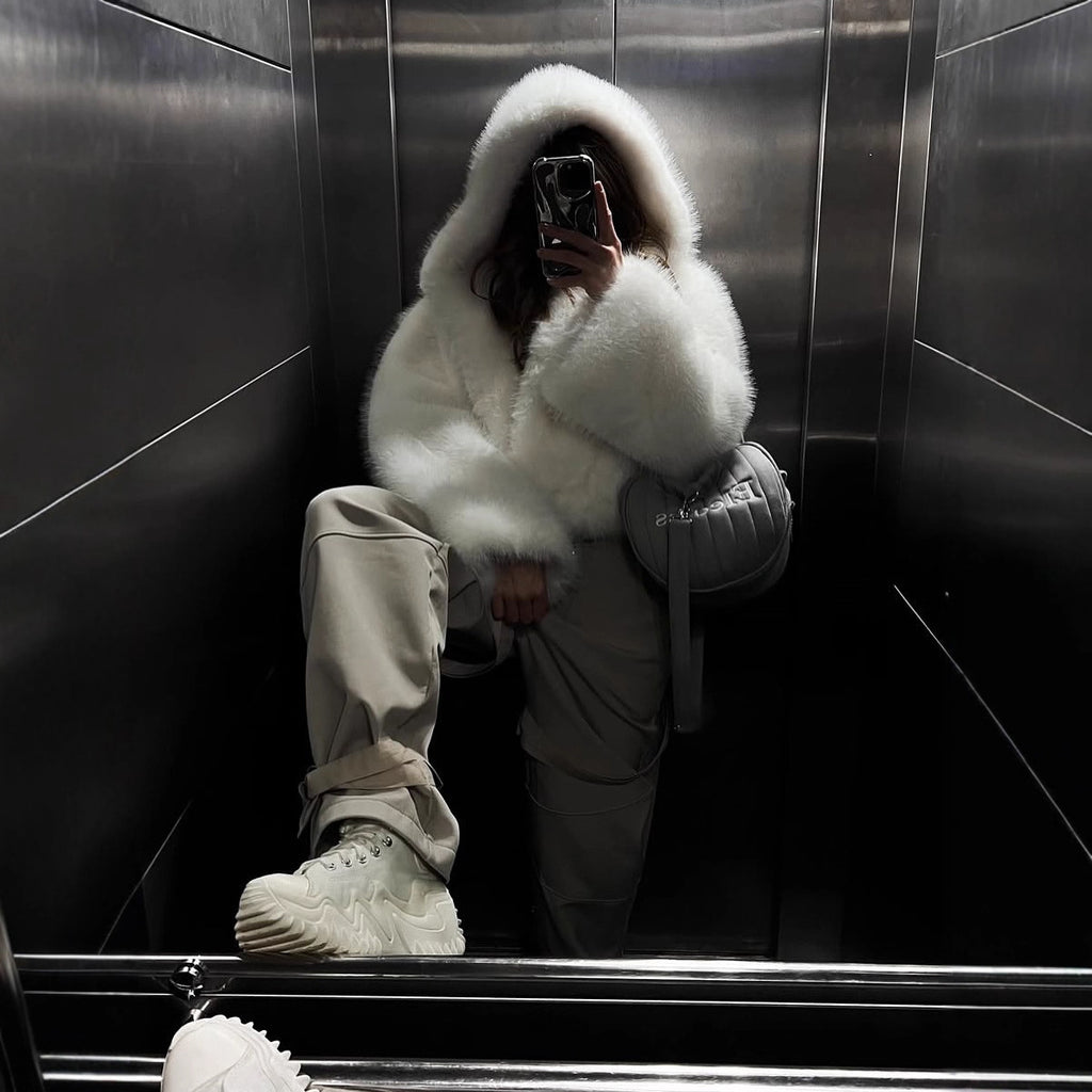 Hooded Faux Fur Coat