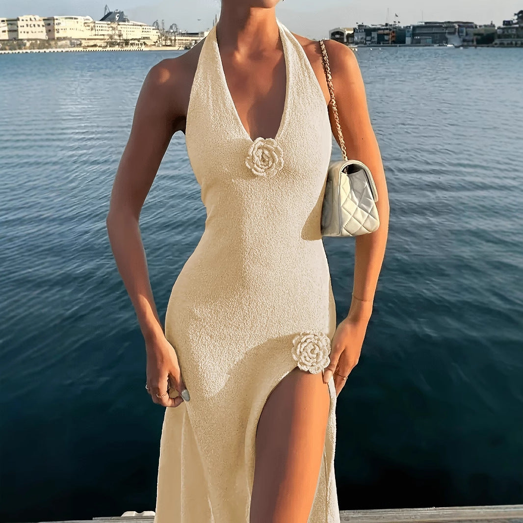 Deep V-neck Backless Maxi Dress