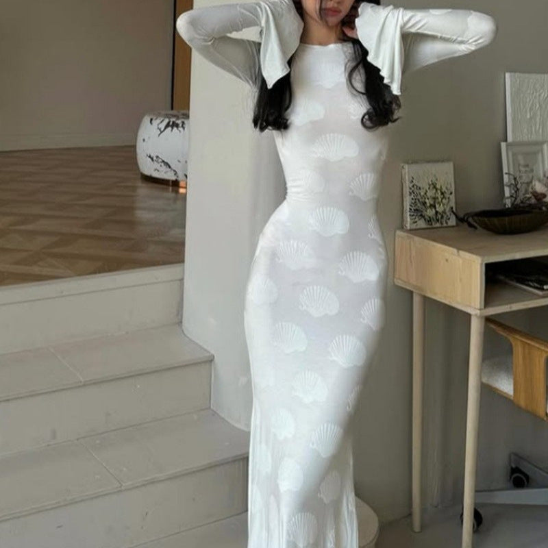 Crew Neck Long-sleeve Dress