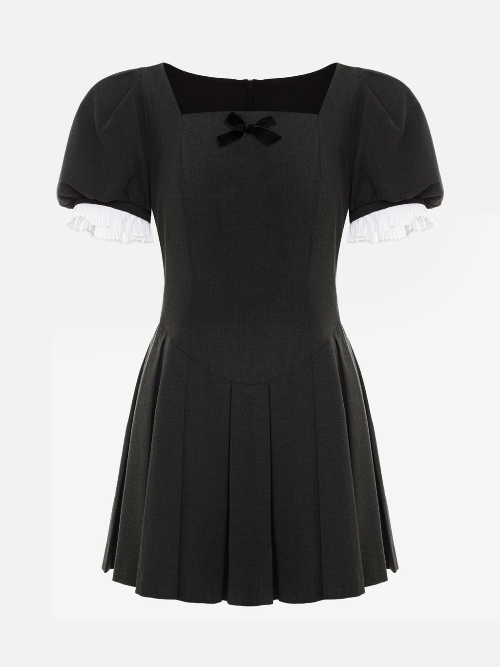 Square-Neck Slim-Fit Short-Sleeve Dress