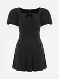 Square-Neck Slim-Fit Short-Sleeve Dress