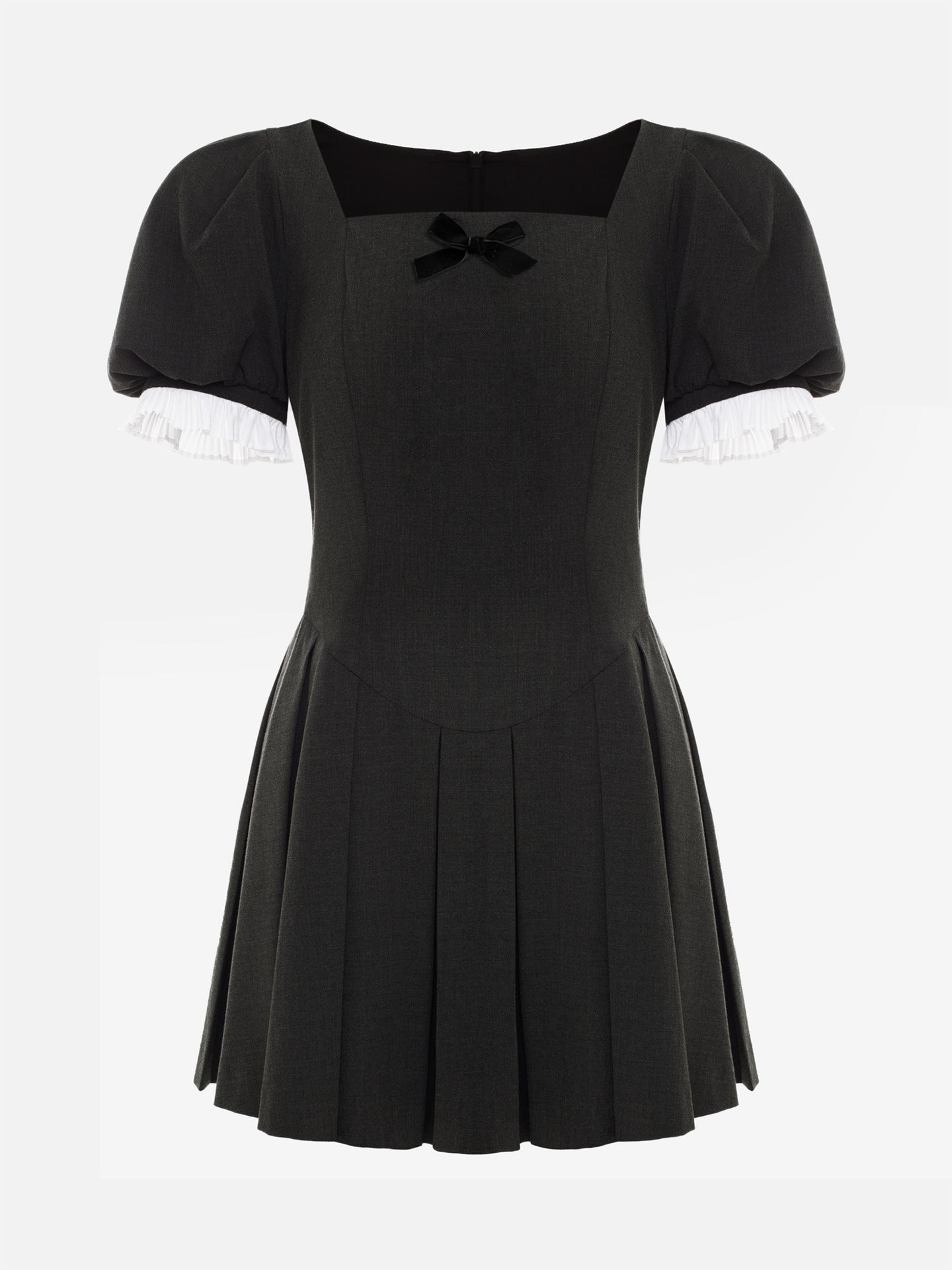 Square-Neck Slim-Fit Short-Sleeve Dress
