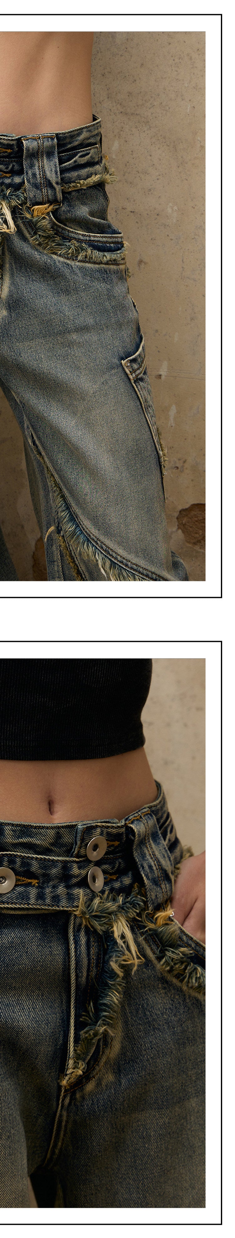 Fluid-structured Raw-edge Jeans