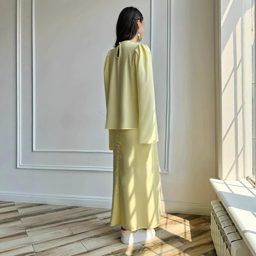 Bubble-sleeve Skirt Set