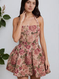 Strapless Floral Mini Backless Dress