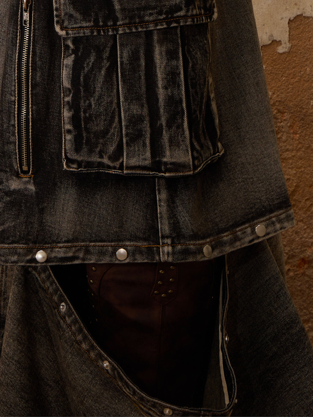 3-in-1 Detachable Denim Suspender Skirt