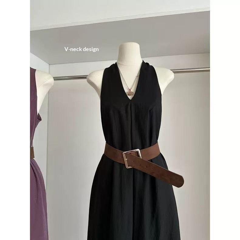 High-end Tie-waist Casual Maxi Dress
