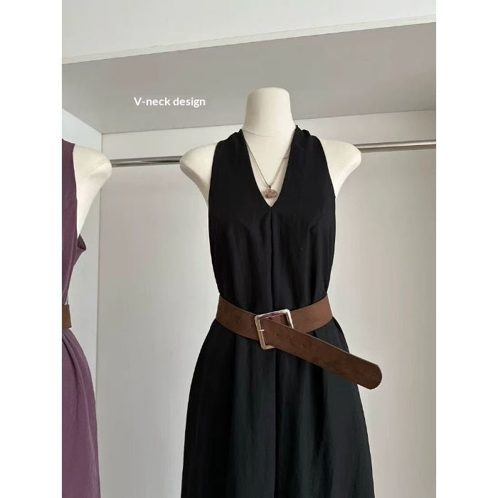 High-end Tie-waist Casual Maxi Dress