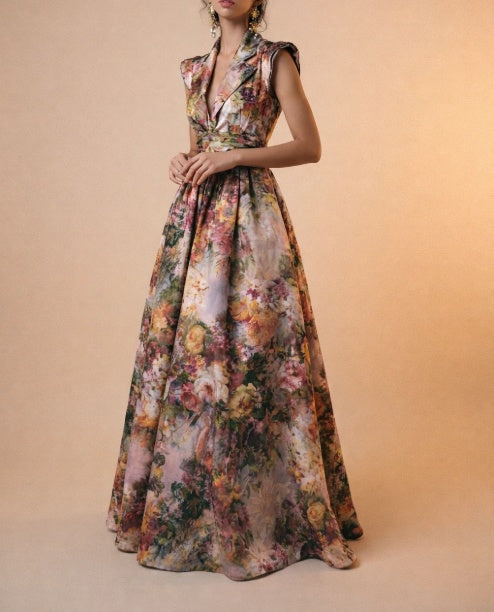 The Empress-Garden Reverie Printed Sleeveless Dress