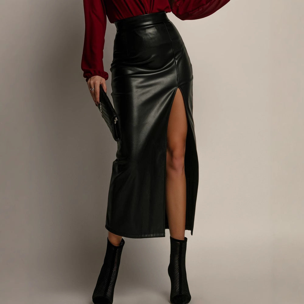 High-waisted Leather Pencil Skirt