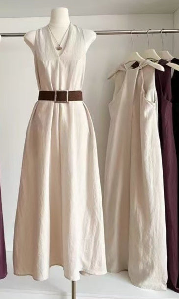High-end Tie-waist Casual Maxi Dress