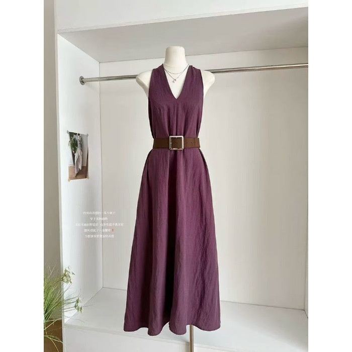 High-end Tie-waist Casual Maxi Dress
