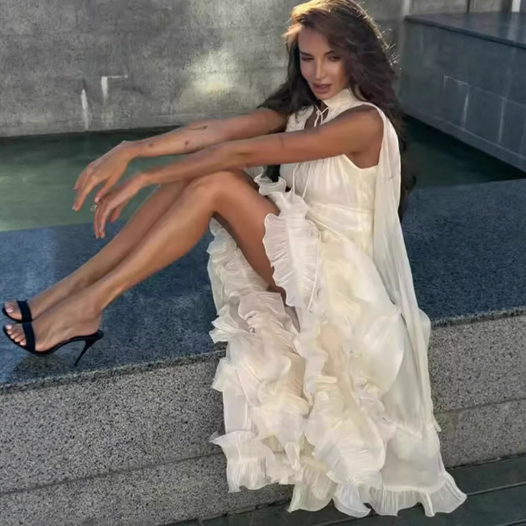 Ruffle French Shawl Dress