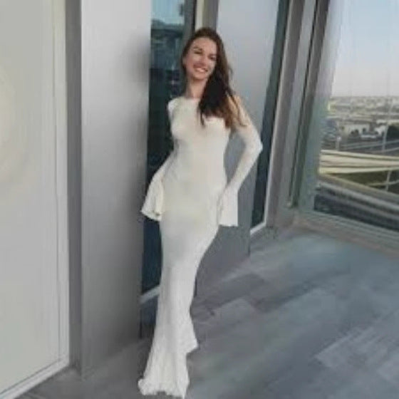 Crew Neck Long-sleeve Dress