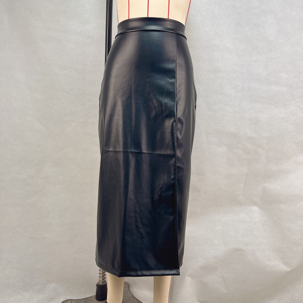 High-waisted Leather Pencil Skirt